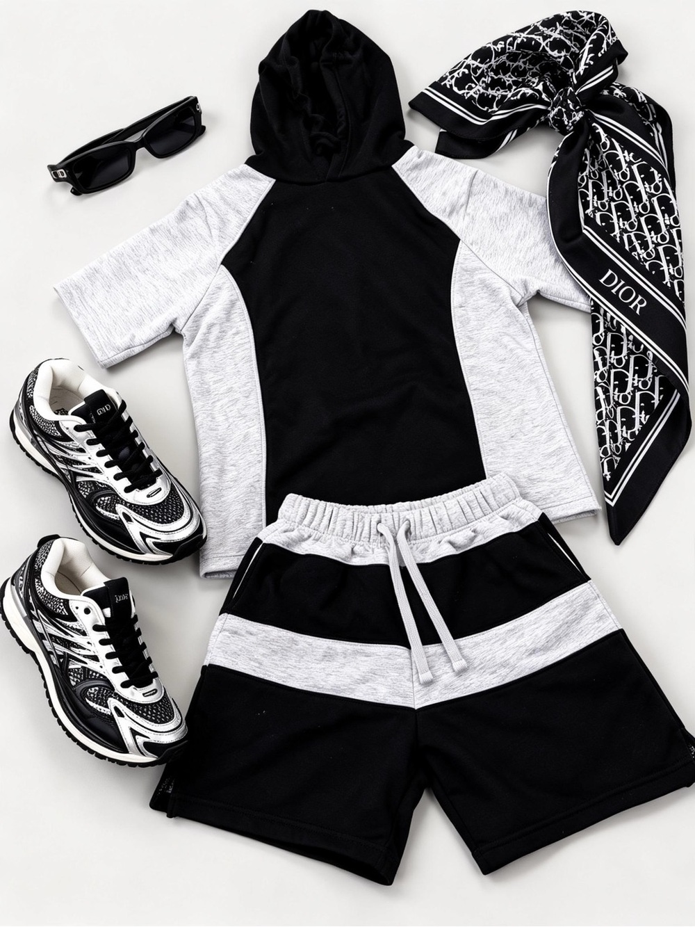 Forever 21 Black and Light Gray Athletic Shorts